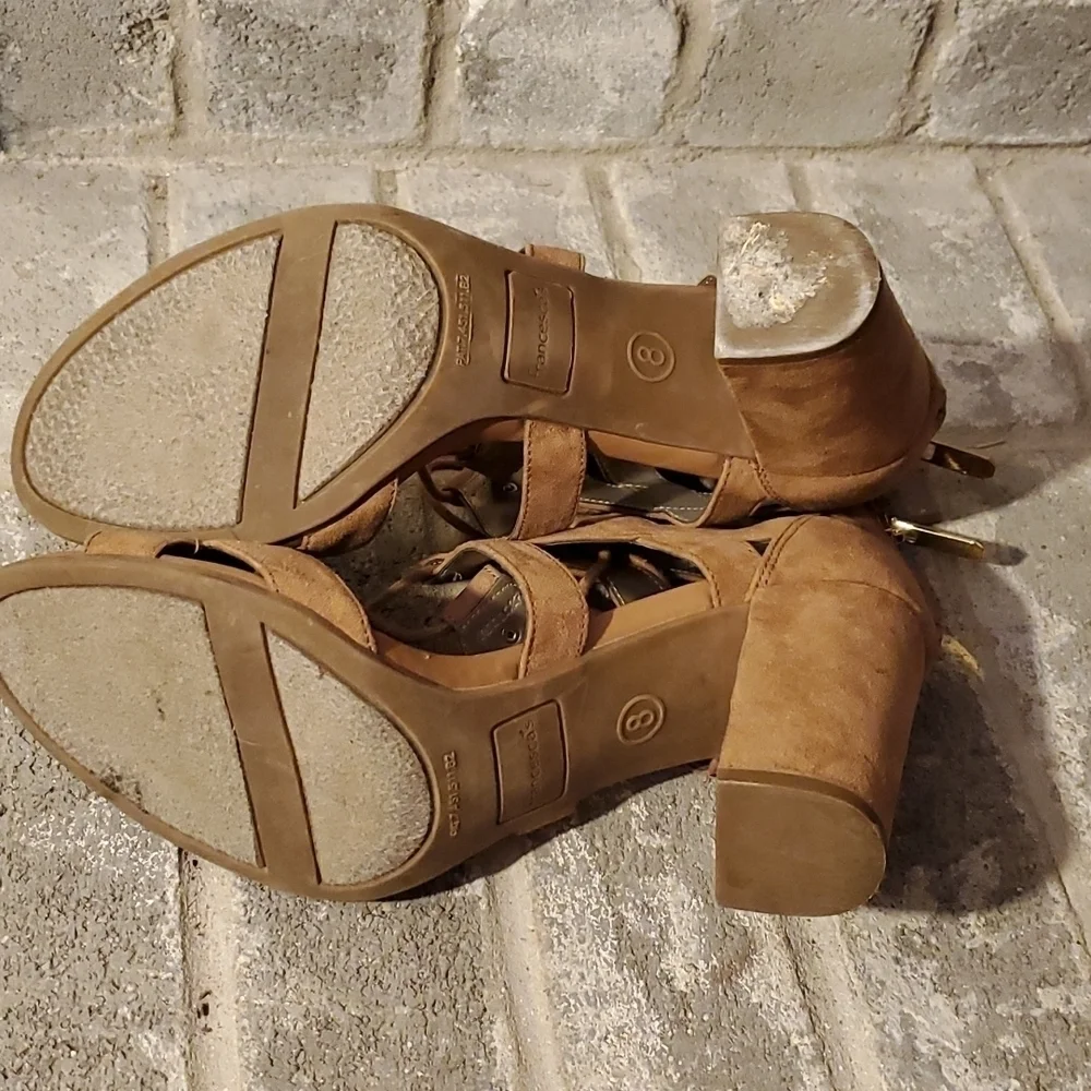 Francescas Shoes Womens Heels Size 8 Emilia Tans Heels Lace Up
